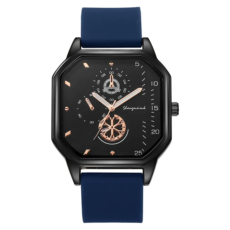 Wholesale Casual Men's Sports Quartz Watch With Double Layer Square Alloy Case And Pu Strap - Image 11
