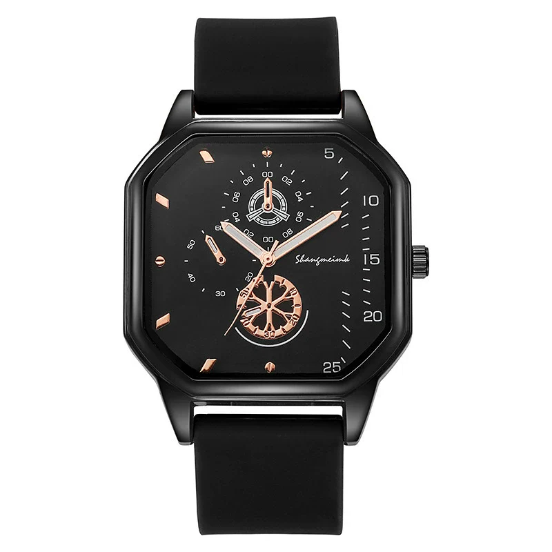 Wholesale Casual Men's Sports Quartz Watch With Double Layer Square Alloy Case And Pu Strap - Image 5
