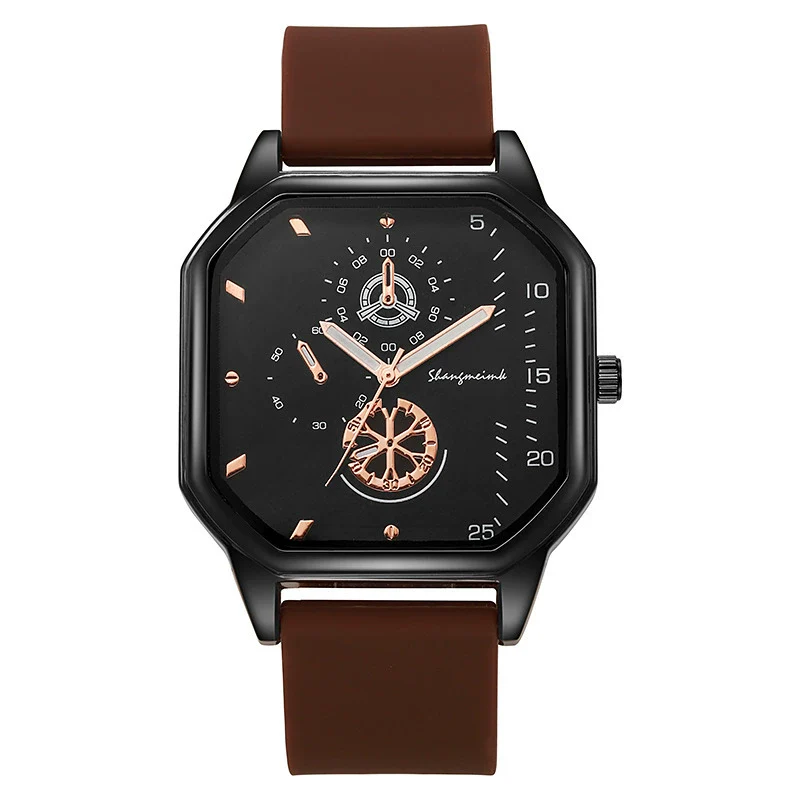 Wholesale Casual Men's Sports Quartz Watch With Double Layer Square Alloy Case And Pu Strap - Image 7