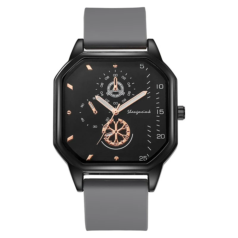 Wholesale Casual Men's Sports Quartz Watch With Double Layer Square Alloy Case And Pu Strap - Image 8