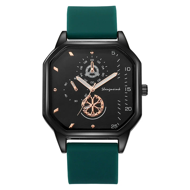 Wholesale Casual Men's Sports Quartz Watch With Double Layer Square Alloy Case And Pu Strap - Image 9