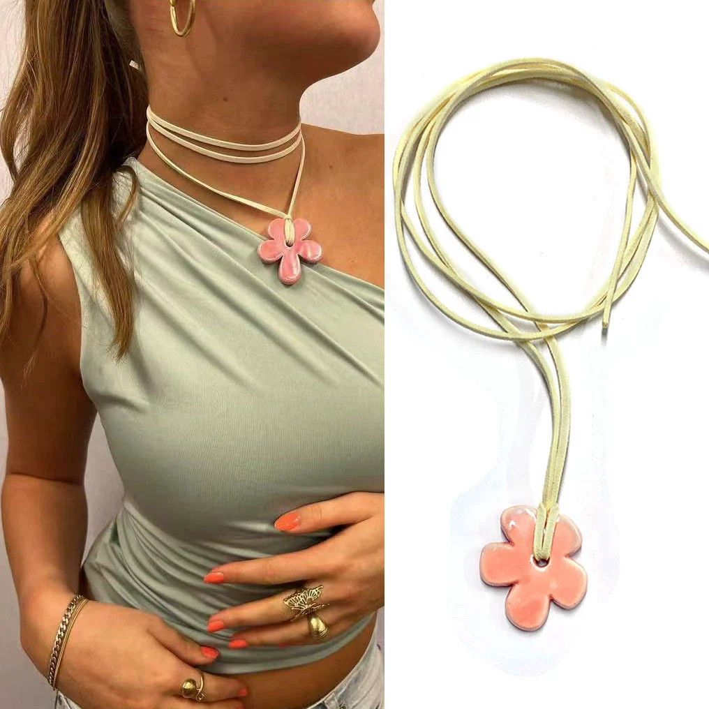 Wholesale Ceramic Pearl Star Pendant Necklace With Electroplating For Women Minimalist Style Water Wave Chain - Image 10