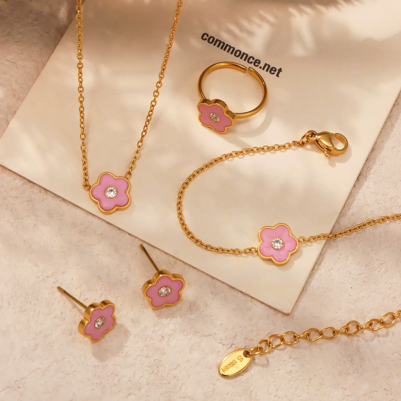 Wholesale Children's Fashion Jewelry Set With Ferris Wheel And Flower Inlaid Zircon Stainless Steel And Titanium Steel Plated With 18K Real Gold For Women - Image 2