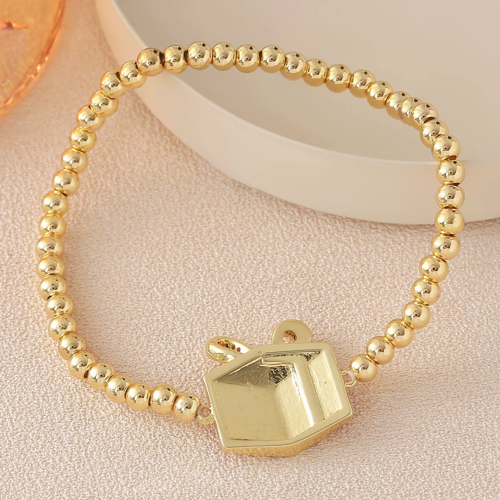Wholesale Christmas Jewelry Copper And Plastic Goldplated Unisex Elastic Bracelet For Office Ladies - Image 4