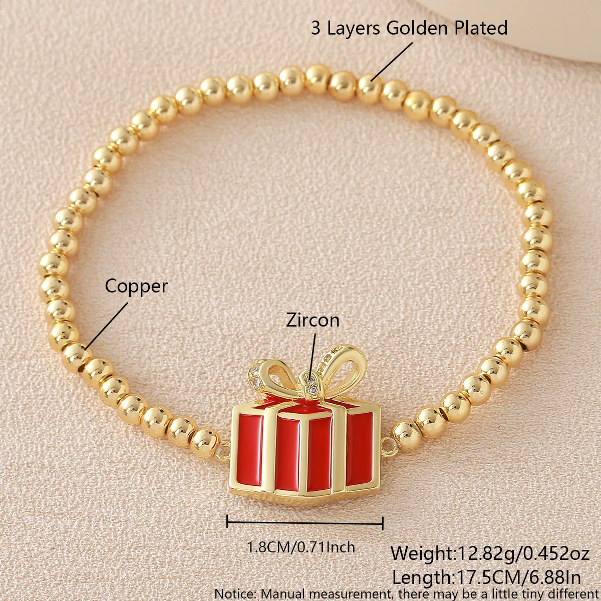 Wholesale Christmas Jewelry Copper And Plastic Goldplated Unisex Elastic Bracelet For Office Ladies - Image 6