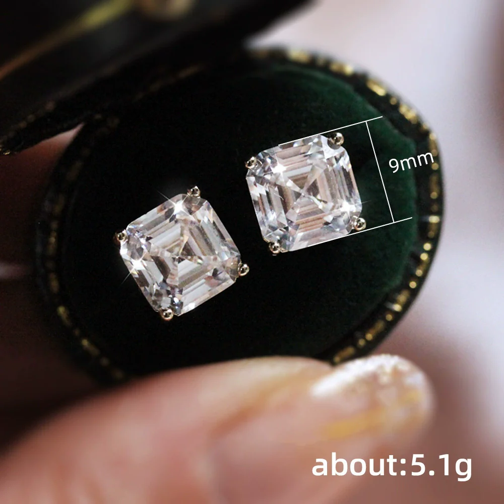 Wholesale Classic Imitation Green Crystal Fourclaw Zircon Earrings Copper Geometric Style For Women - Image 5
