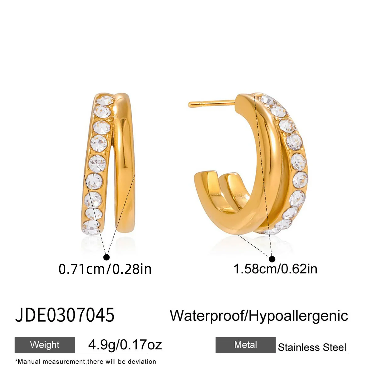 Wholesale Classic Style Highend Geometric Zircon Stainless Steel Electroplated Earrings For Women - Image 6