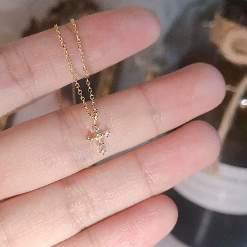 Wholesale Clavicle Chain 925 Sterling Silver Cross Geometric Pattern 14K Gold Plated For Women - Image 4
