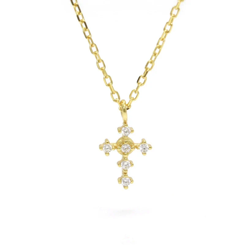 Wholesale Clavicle Chain 925 Sterling Silver Cross Geometric Pattern 14K Gold Plated For Women - Image 5