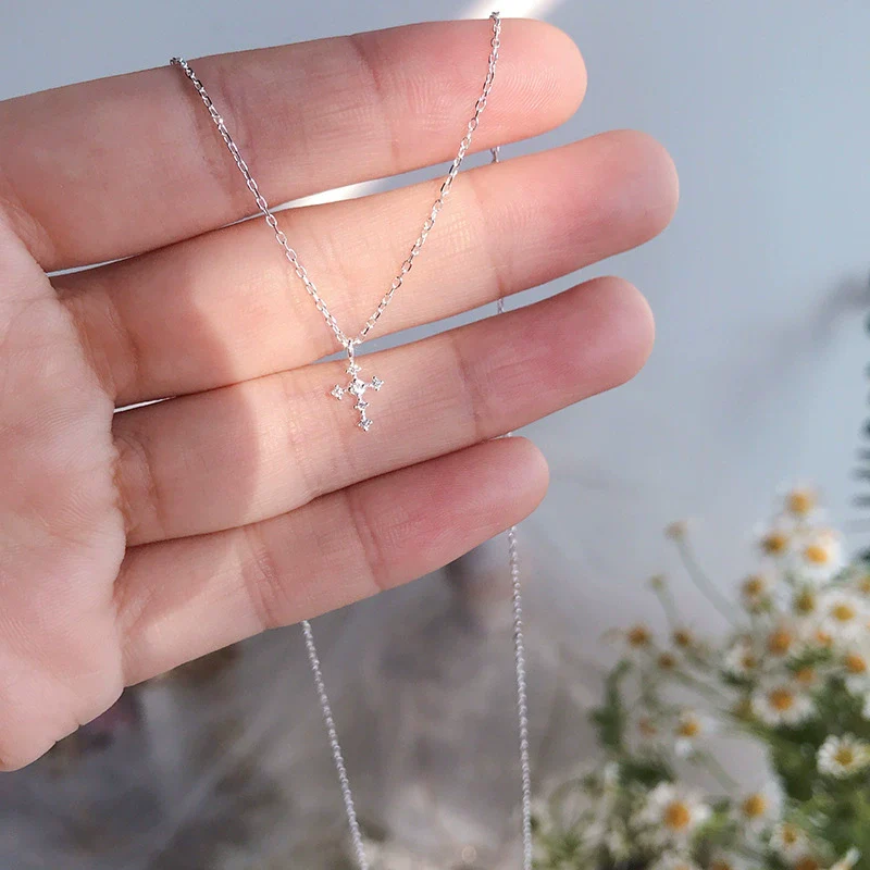 Wholesale Clavicle Chain 925 Sterling Silver Cross Geometric Pattern 14K Gold Plated For Women - Image 6