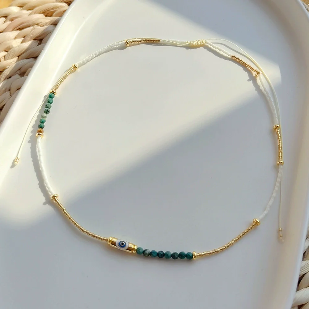 Wholesale Clavicle Chain Glass Glaze Organic Glass Geometric Handwoven Style For Women - Image 4