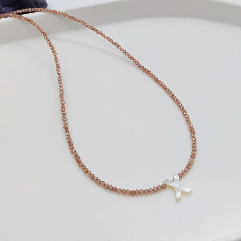 Wholesale Clavicle Chain Organic Glass Pendant Rhinestone Geometric Handwoven For Women - Image 28