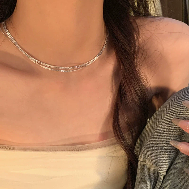 Wholesale Clavicle Chain Women's Copper Alloy Geometric Multilayer Necklace With Electroplating Treatment - Image 2