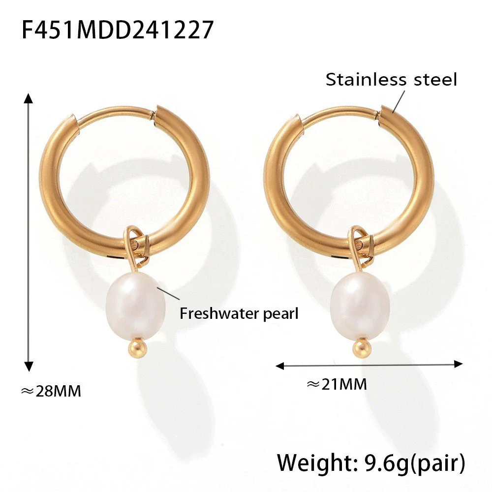 Wholesale Clavicle Necklace Freshwater Pearl Tassel Stainless Steel 18K Gold Electroplated Geometric Light Luxury Style - Image 7