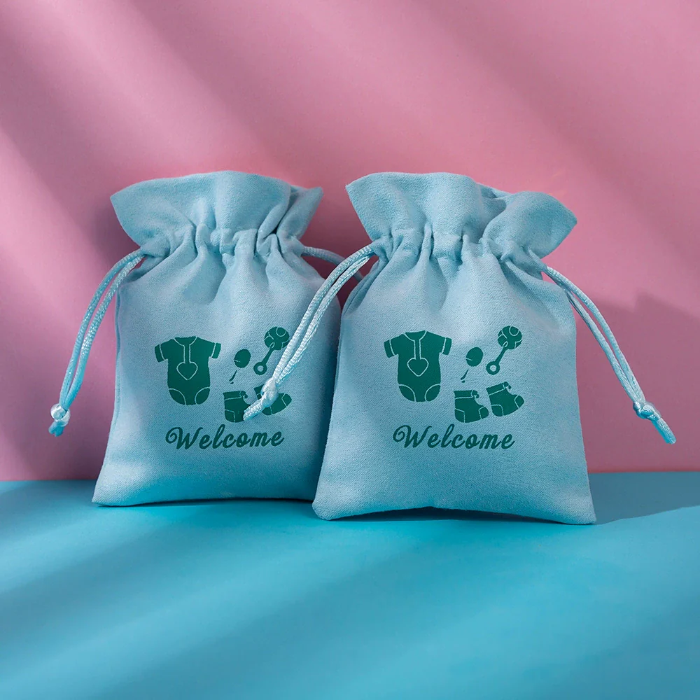 Wholesale Cloth Drawstring Bag For Packaging And Storage Environmental Protection Flannel With Plate Bead And Text Design - Image 2