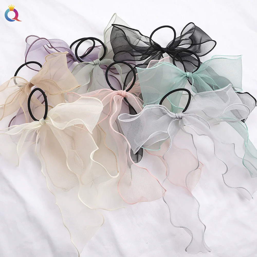 Wholesale Cloth Handmade Bow Ribbon Hair Ring Women's Hair Accessories
