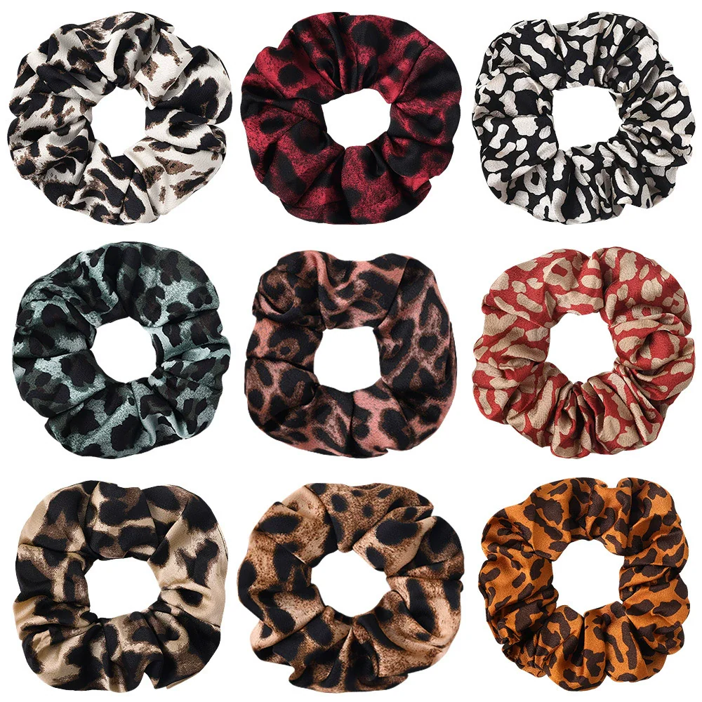 Wholesale Cloth Natural Style Pure Handmade Leopard Print Large Intestine Ring Hair Accessories For Women