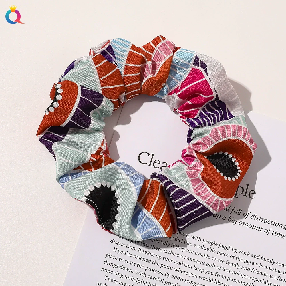 Wholesale Cloth Natural Style Pure Handmade Leopard Print Large Intestine Ring Hair Accessories For Women - Image 6