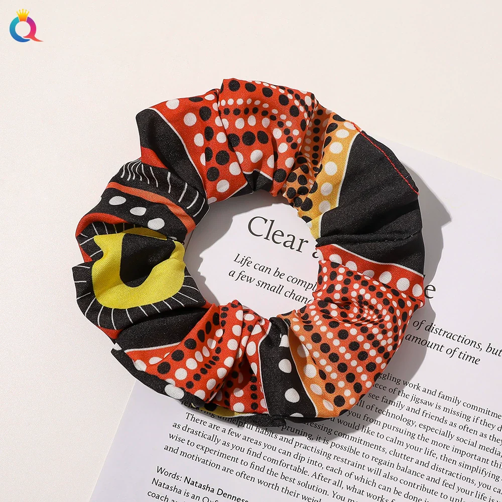 Wholesale Cloth Natural Style Pure Handmade Leopard Print Large Intestine Ring Hair Accessories For Women - Image 7