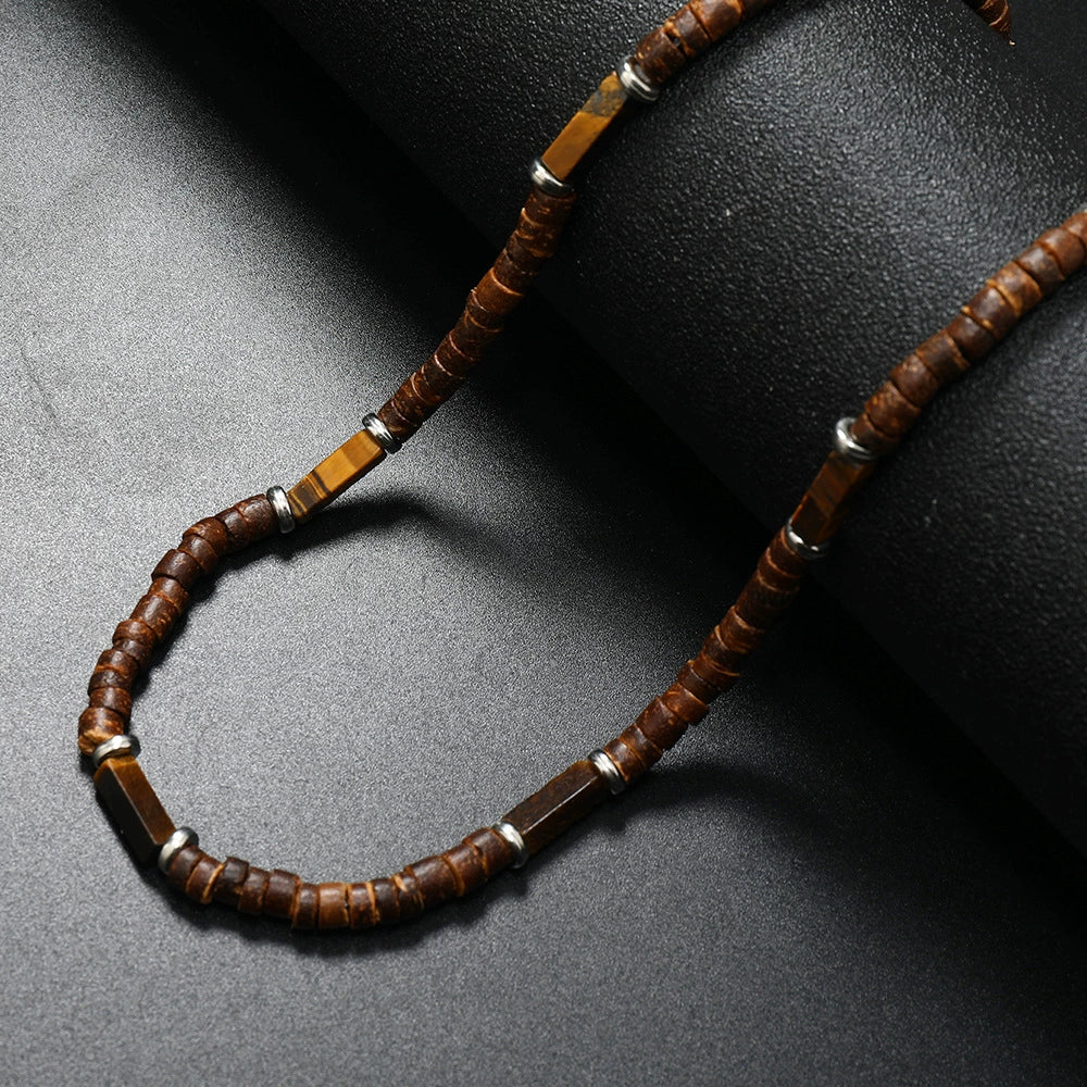 Wholesale Coconut Shell Beaded Necklace Handmade With Geometric Letters Numbers Text Design For Unisex - Image 2