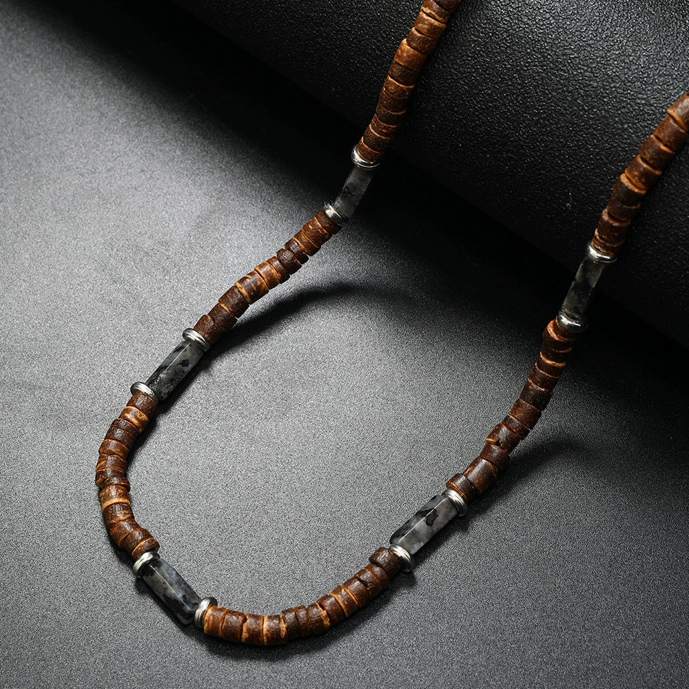 Wholesale Coconut Shell Beaded Necklace Handmade With Geometric Letters Numbers Text Design For Unisex - Image 3