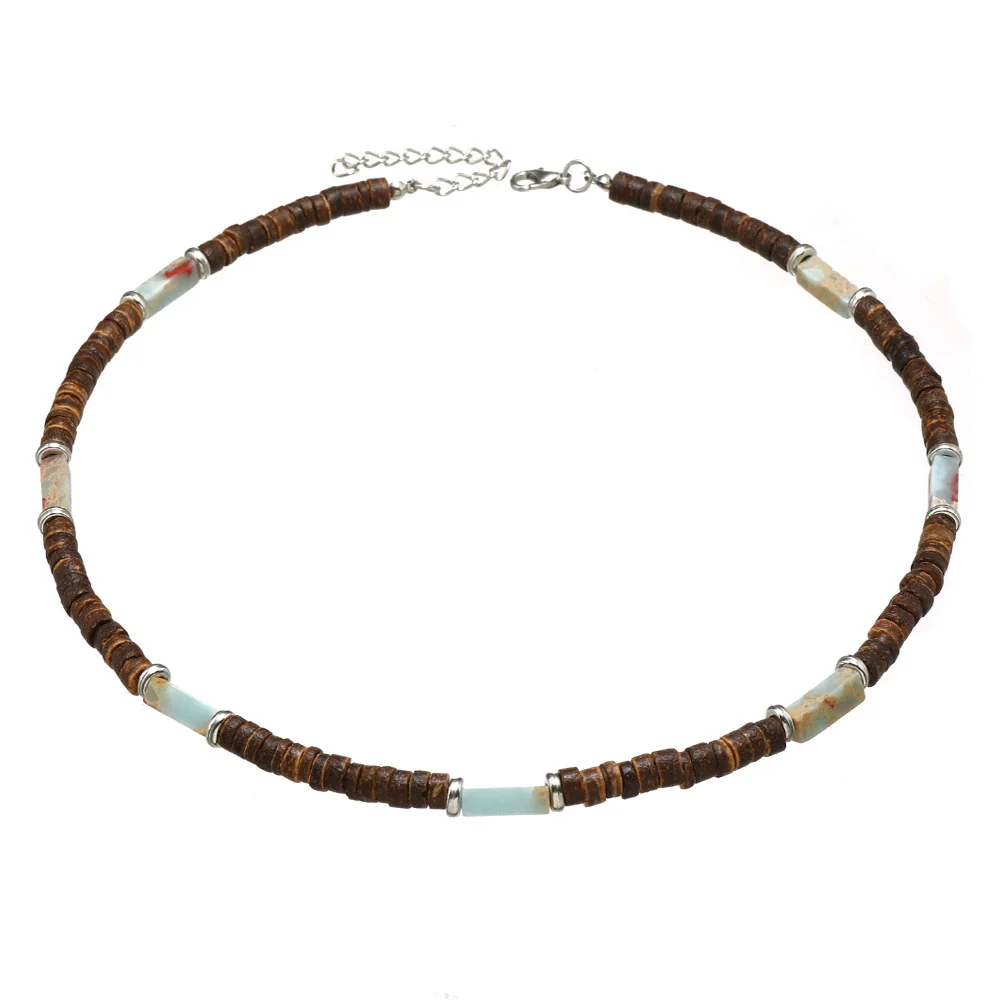 Wholesale Coconut Shell Beaded Necklace Handmade With Geometric Letters Numbers Text Design For Unisex - Image 5