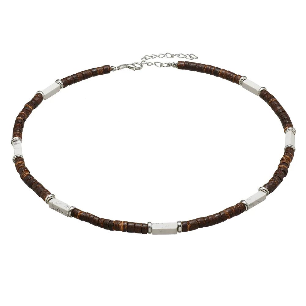 Wholesale Coconut Shell Beaded Necklace Handmade With Geometric Letters Numbers Text Design For Unisex - Image 6