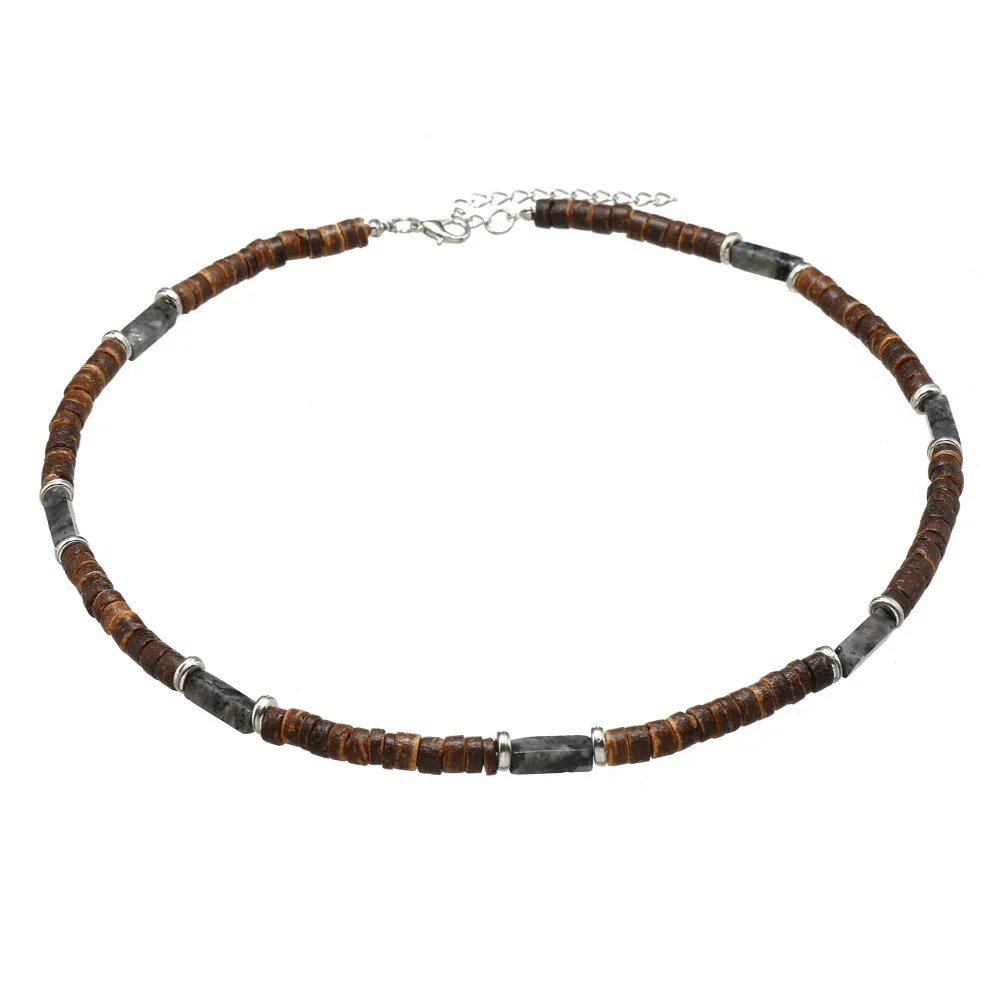 Wholesale Coconut Shell Beaded Necklace Handmade With Geometric Letters Numbers Text Design For Unisex - Image 7