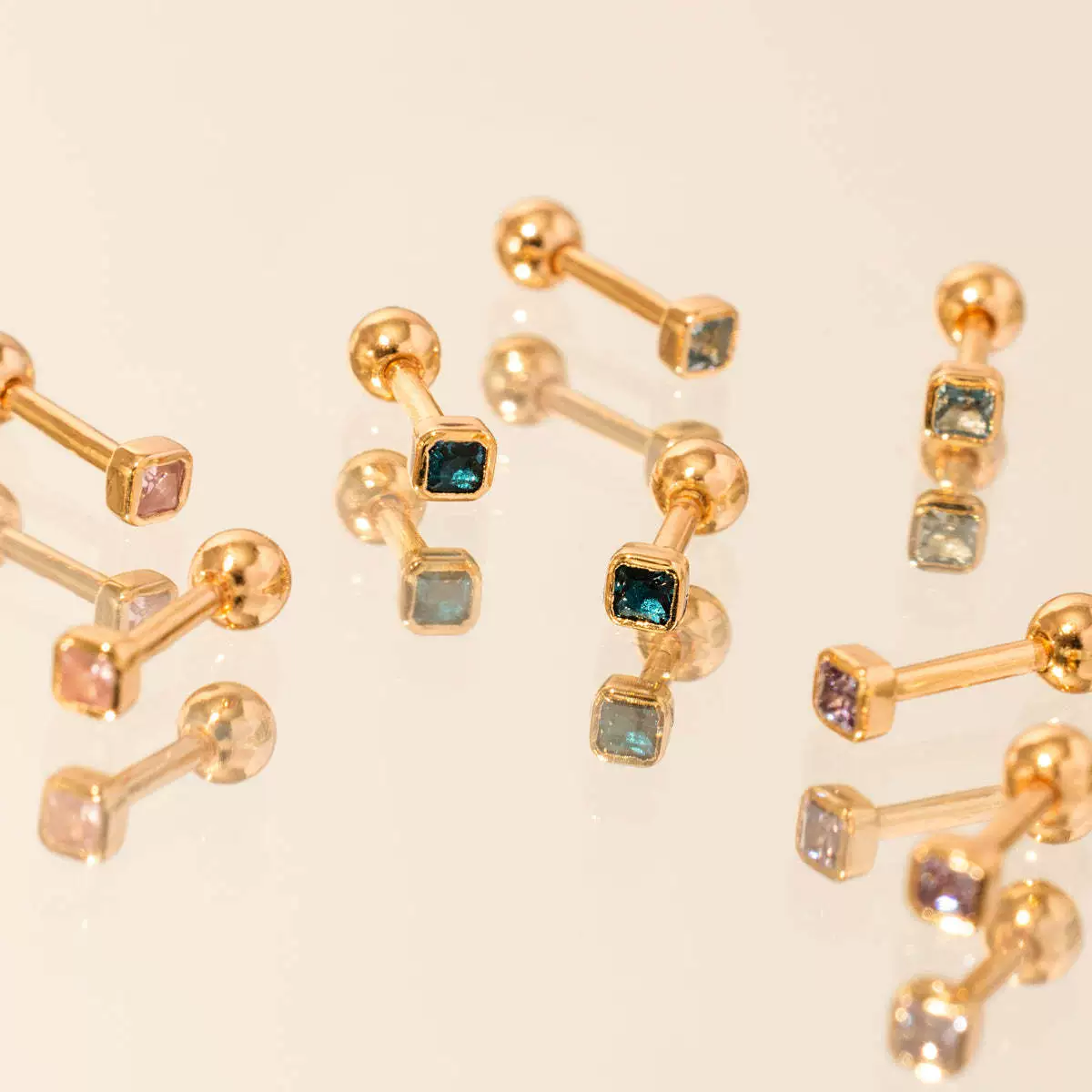 Wholesale Colorful Birthstone Earrings And Necklace Set For Women Made Of Titanium Steel And Stainless Steel With Geometric Shape And Diamond Setting - Image 3