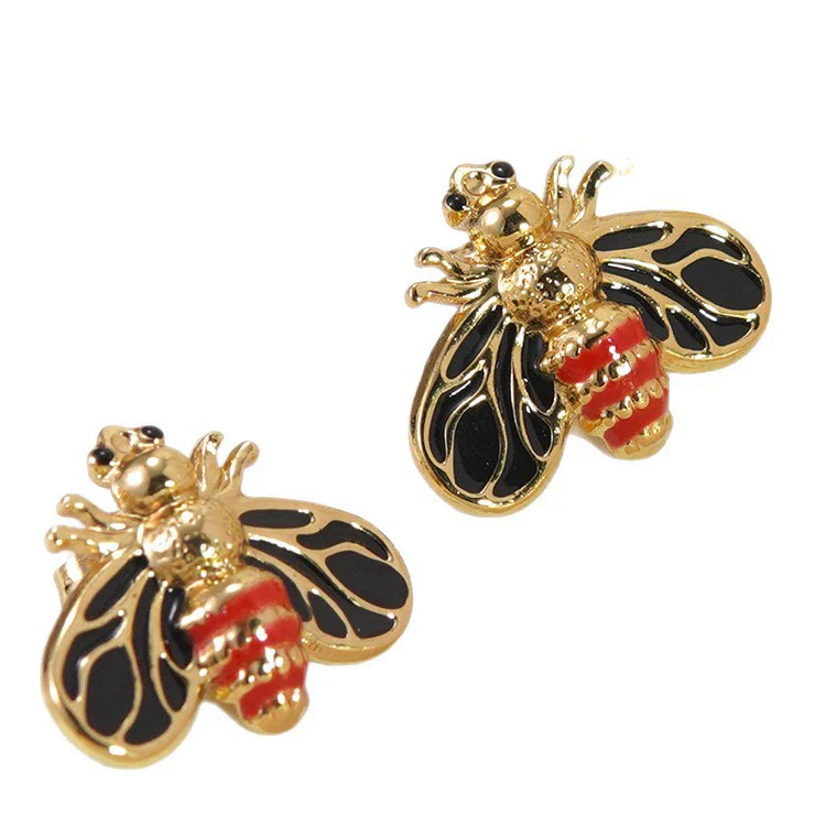 Wholesale Colorful Oil Dripping Bee Stainless Steel Insect Pattern Earrings For Women - Image 4