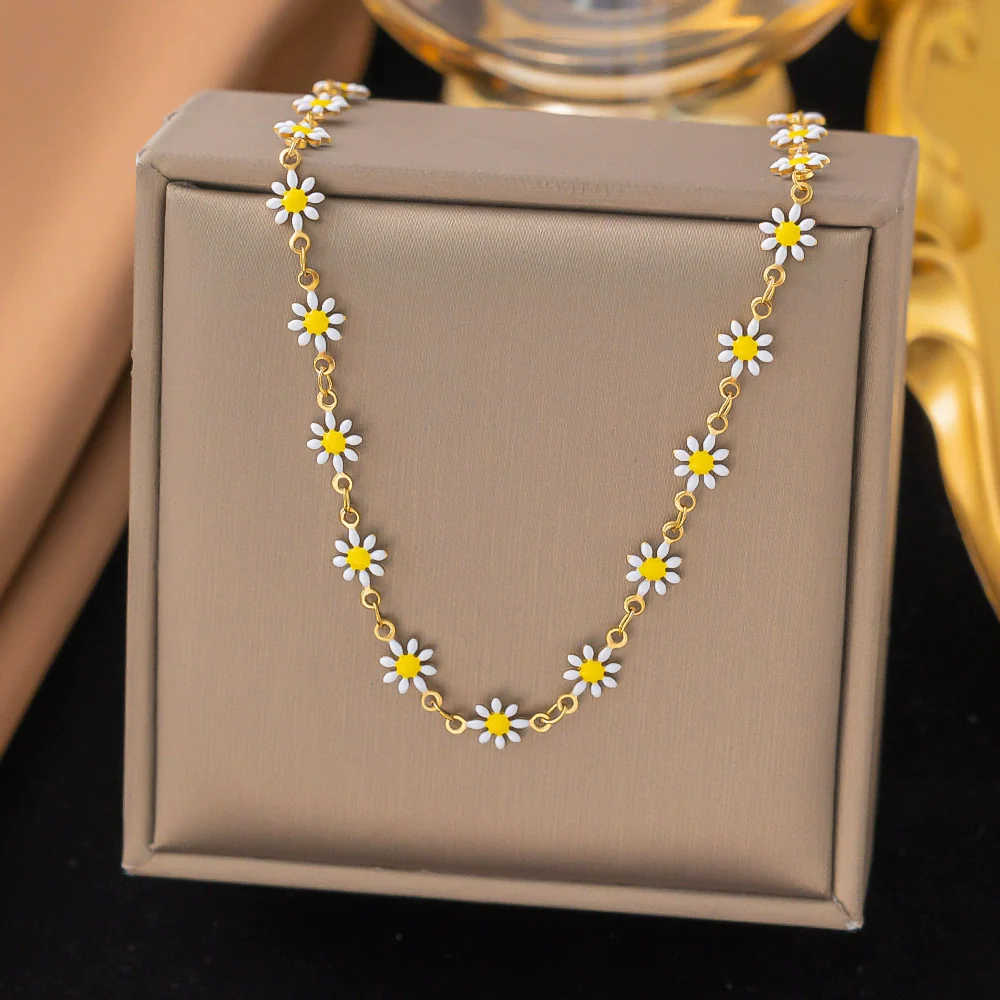 Wholesale Colorful Plants And Flowers Pattern Electroplated Titanium Steel Jewelry Set For Women - Image 13