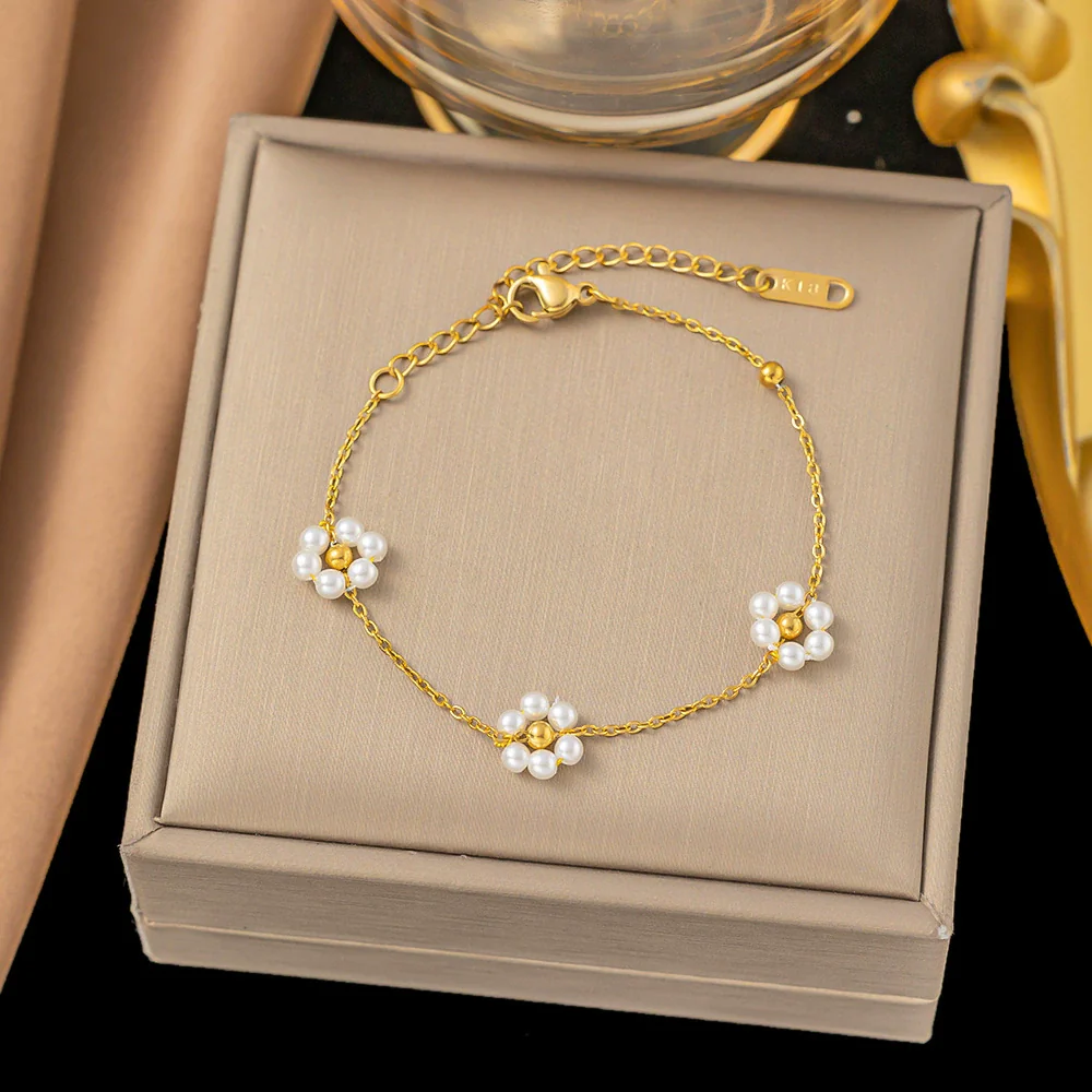 Wholesale Colorful Plants And Flowers Pattern Electroplated Titanium Steel Jewelry Set For Women - Image 18