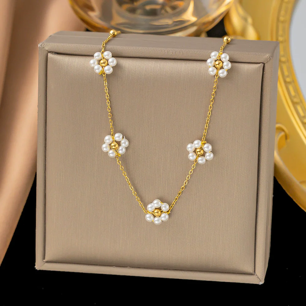 Wholesale Colorful Plants And Flowers Pattern Electroplated Titanium Steel Jewelry Set For Women - Image 19