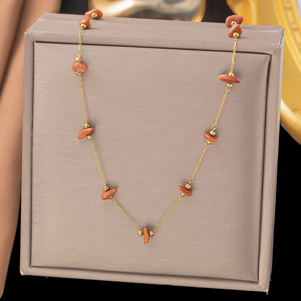 Wholesale Colorful Plants And Flowers Pattern Electroplated Titanium Steel Jewelry Set For Women - Image 24