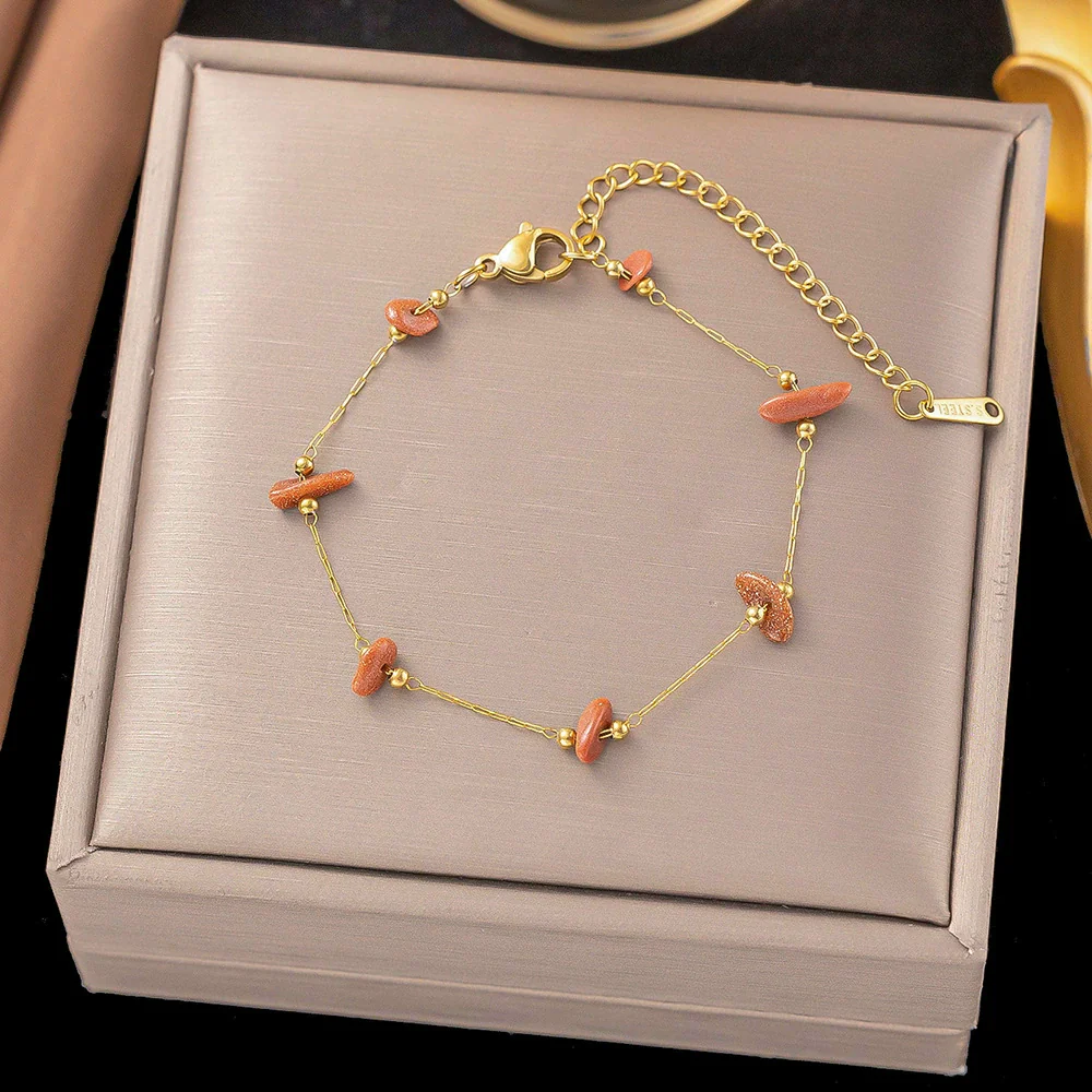 Wholesale Colorful Plants And Flowers Pattern Electroplated Titanium Steel Jewelry Set For Women - Image 25