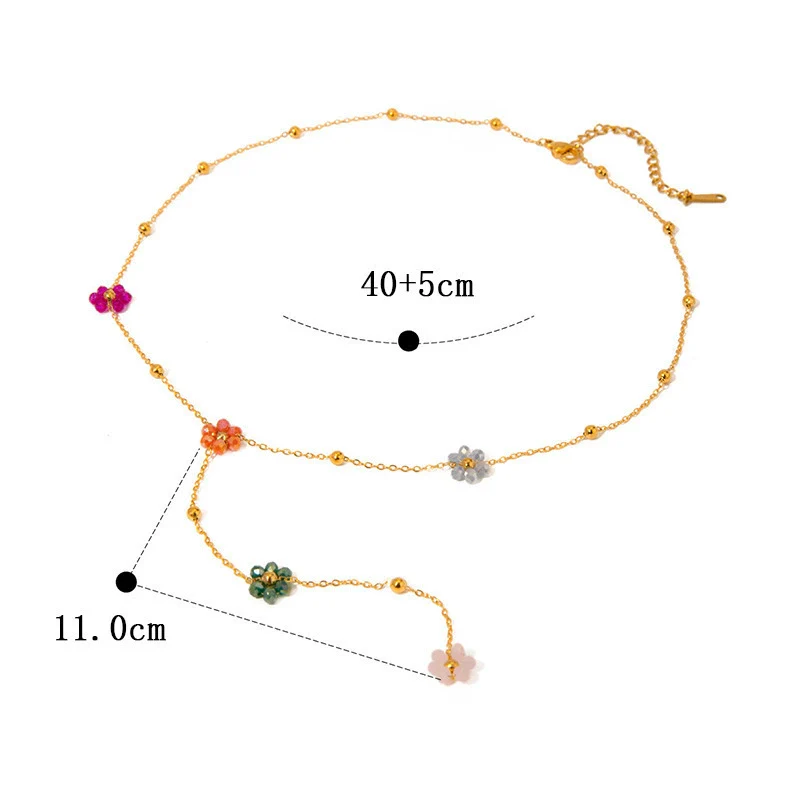 Wholesale Colorful Plants And Flowers Pattern Electroplated Titanium Steel Jewelry Set For Women - Image 5