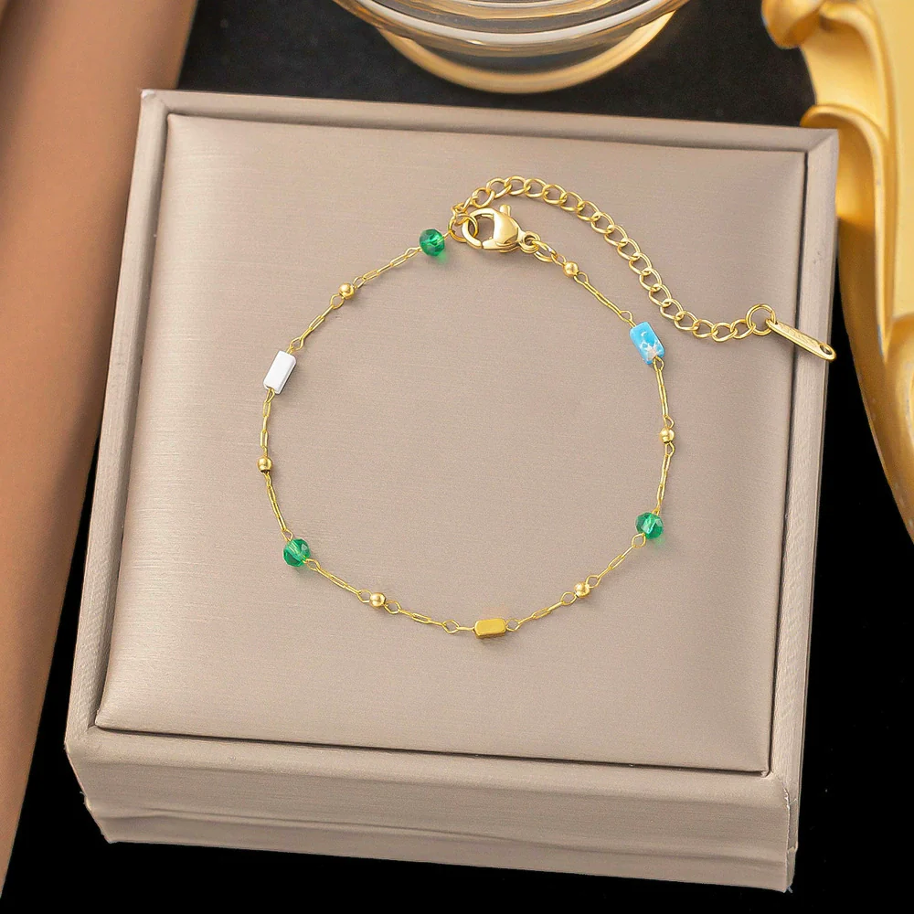 Wholesale Colorful Plants And Flowers Pattern Electroplated Titanium Steel Jewelry Set For Women - Image 8
