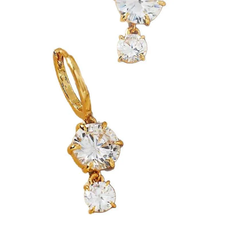 Wholesale Colorful Zircon Geometric Style Electroplated Stainless Steel Unisex Earrings - Image 5
