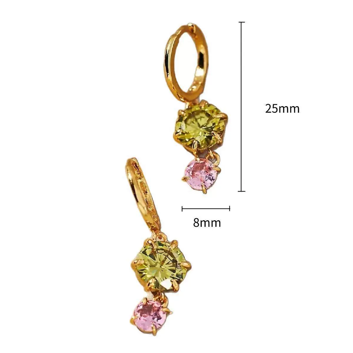 Wholesale Colorful Zircon Geometric Style Electroplated Stainless Steel Unisex Earrings - Image 6