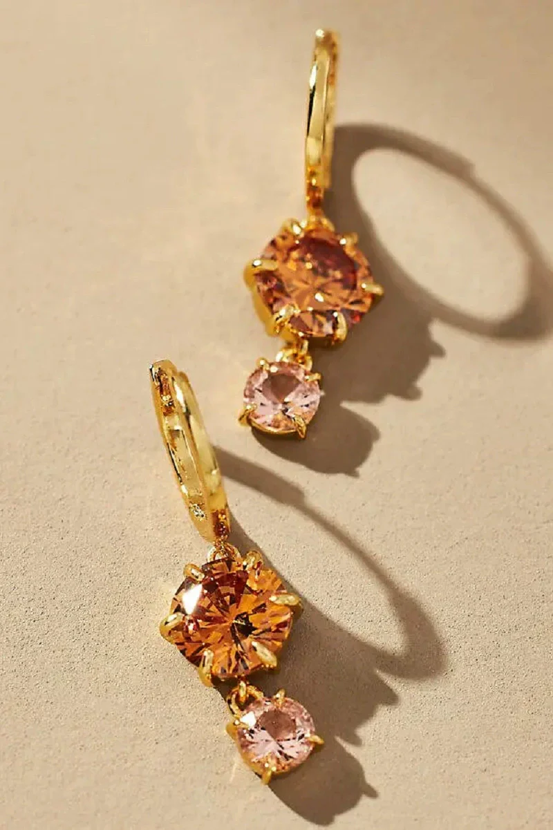Wholesale Colorful Zircon Geometric Style Electroplated Stainless Steel Unisex Earrings - Image 8