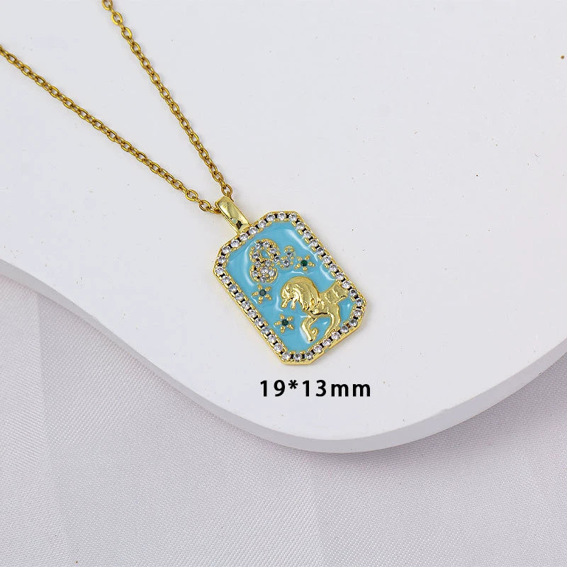 Wholesale Constellation Pendant Necklace Oildrip Copper O Word Chain Jewelry - Image 10