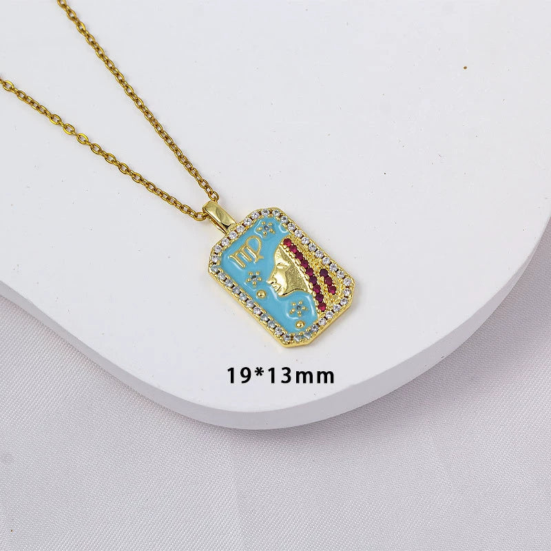 Wholesale Constellation Pendant Necklace Oildrip Copper O Word Chain Jewelry - Image 11