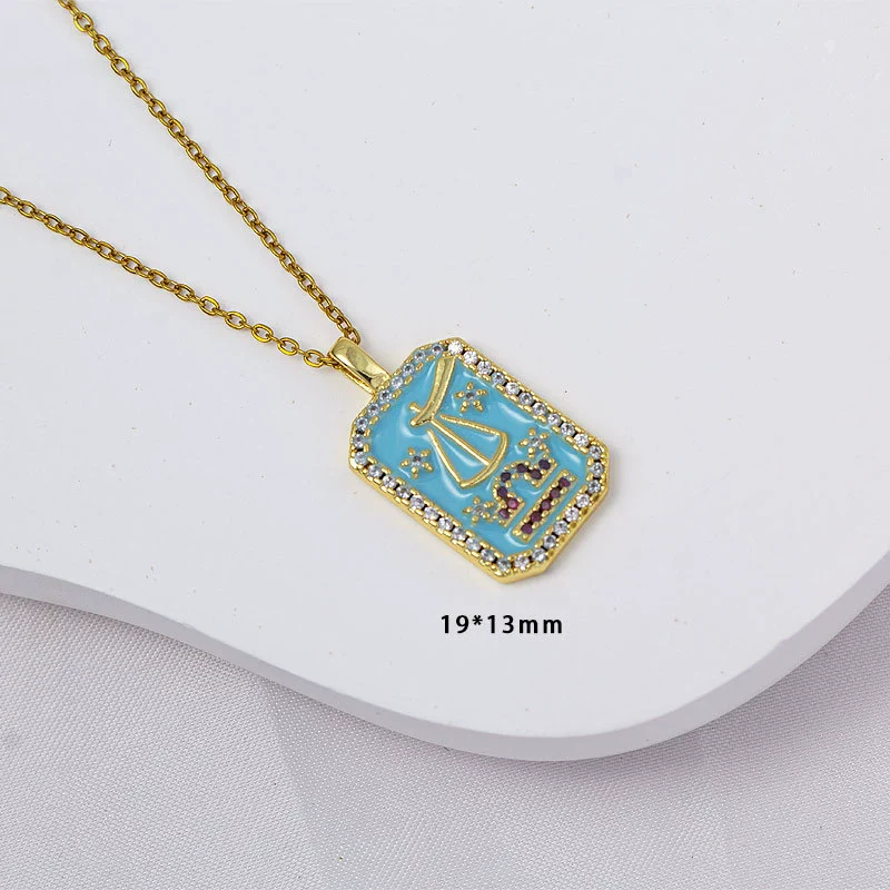 Wholesale Constellation Pendant Necklace Oildrip Copper O Word Chain Jewelry - Image 12