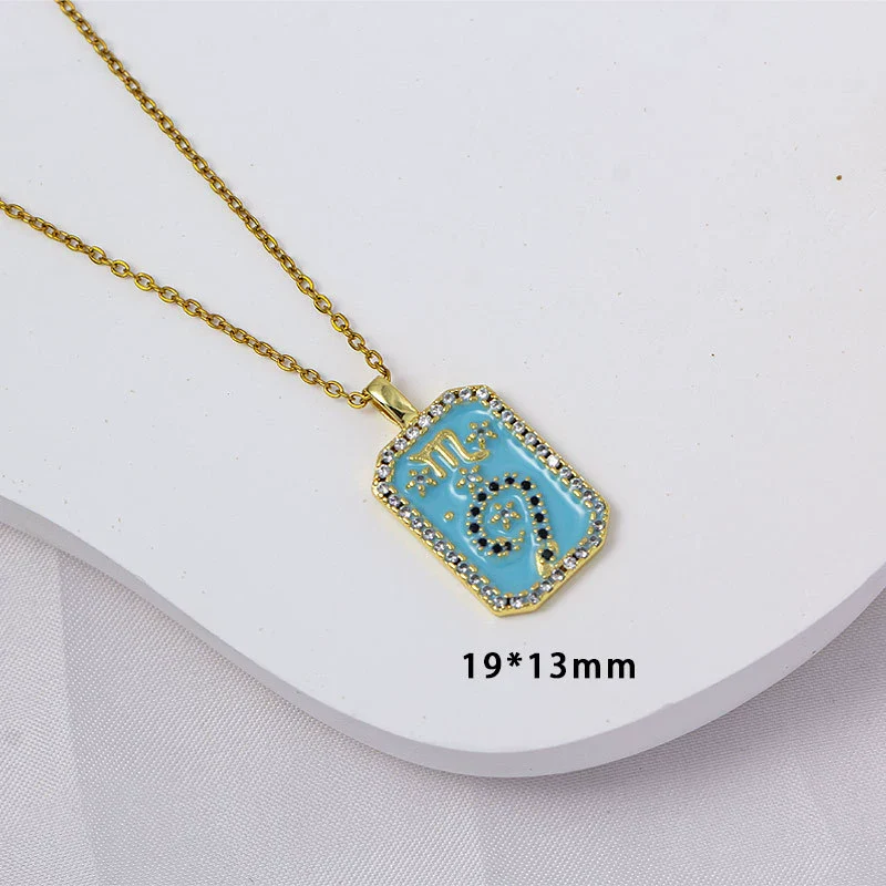 Wholesale Constellation Pendant Necklace Oildrip Copper O Word Chain Jewelry - Image 13