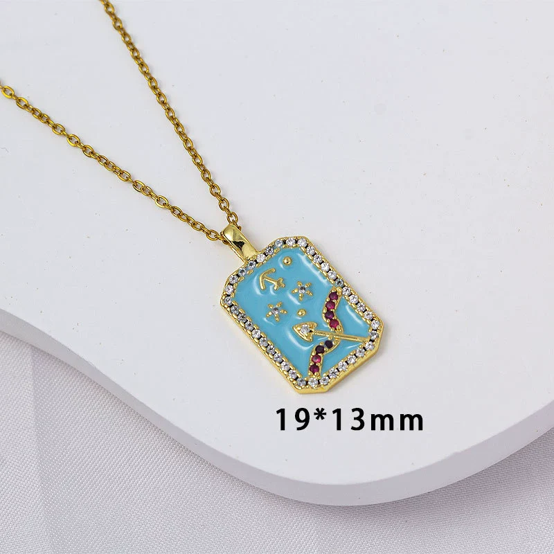 Wholesale Constellation Pendant Necklace Oildrip Copper O Word Chain Jewelry - Image 14