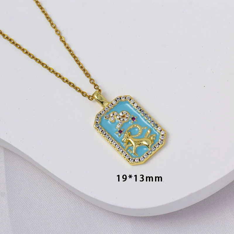 Wholesale Constellation Pendant Necklace Oildrip Copper O Word Chain Jewelry - Image 15