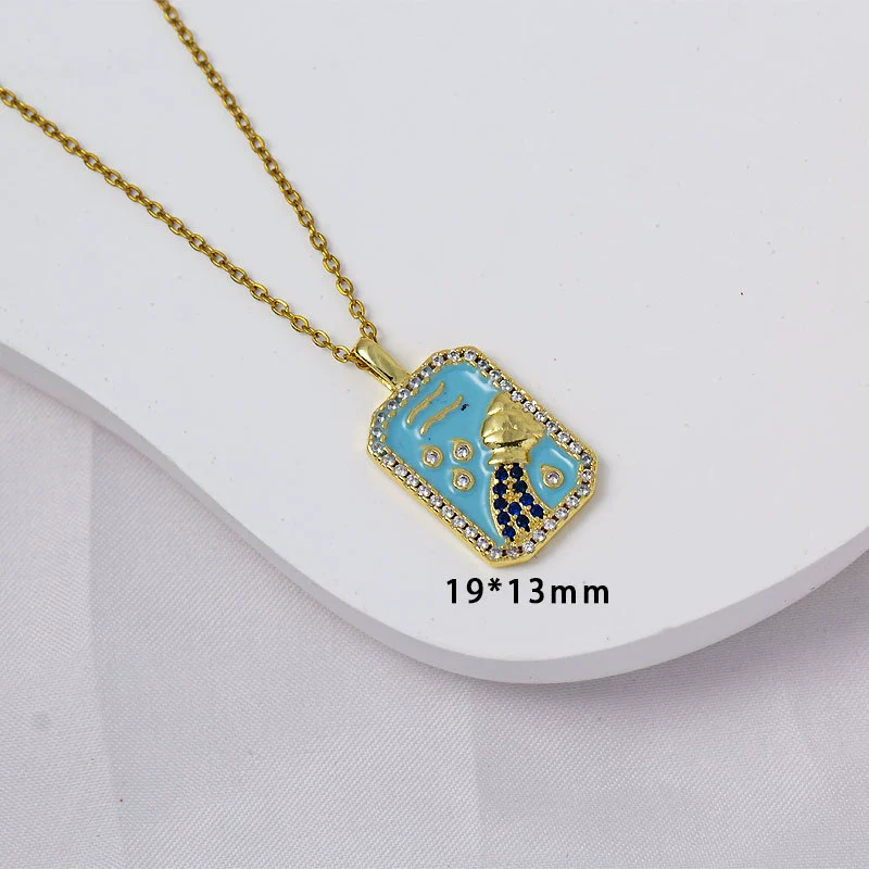 Wholesale Constellation Pendant Necklace Oildrip Copper O Word Chain Jewelry - Image 16