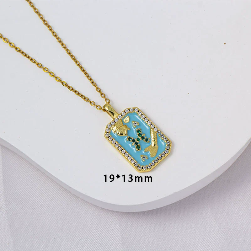 Wholesale Constellation Pendant Necklace Oildrip Copper O Word Chain Jewelry - Image 17