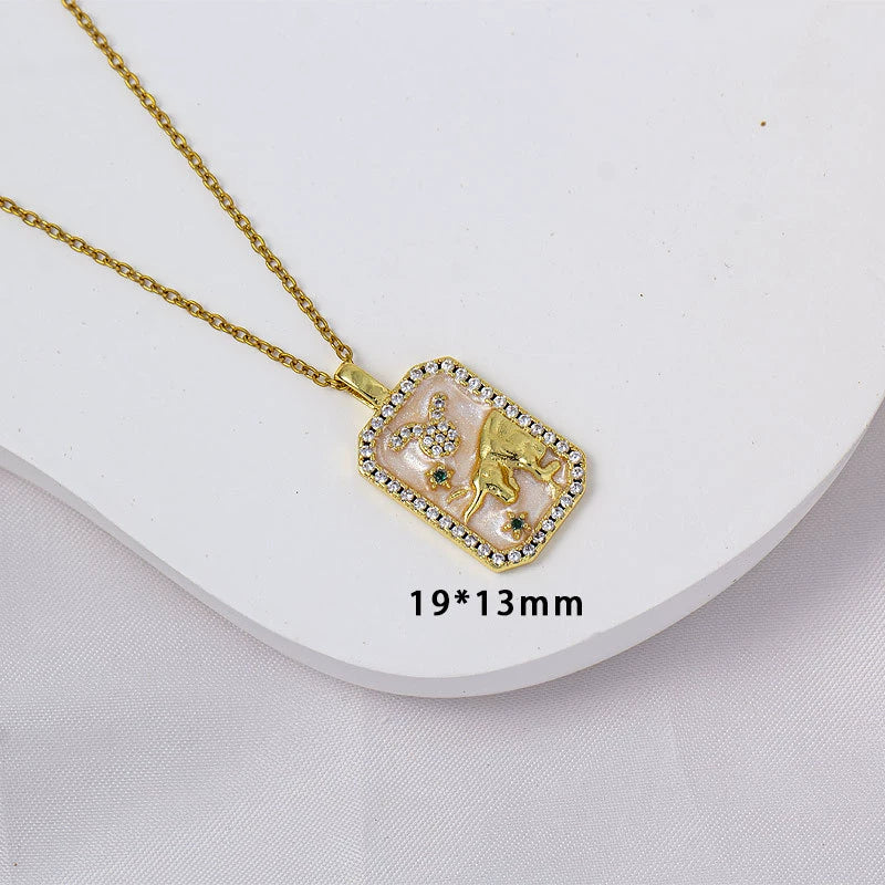 Wholesale Constellation Pendant Necklace Oildrip Copper O Word Chain Jewelry - Image 19