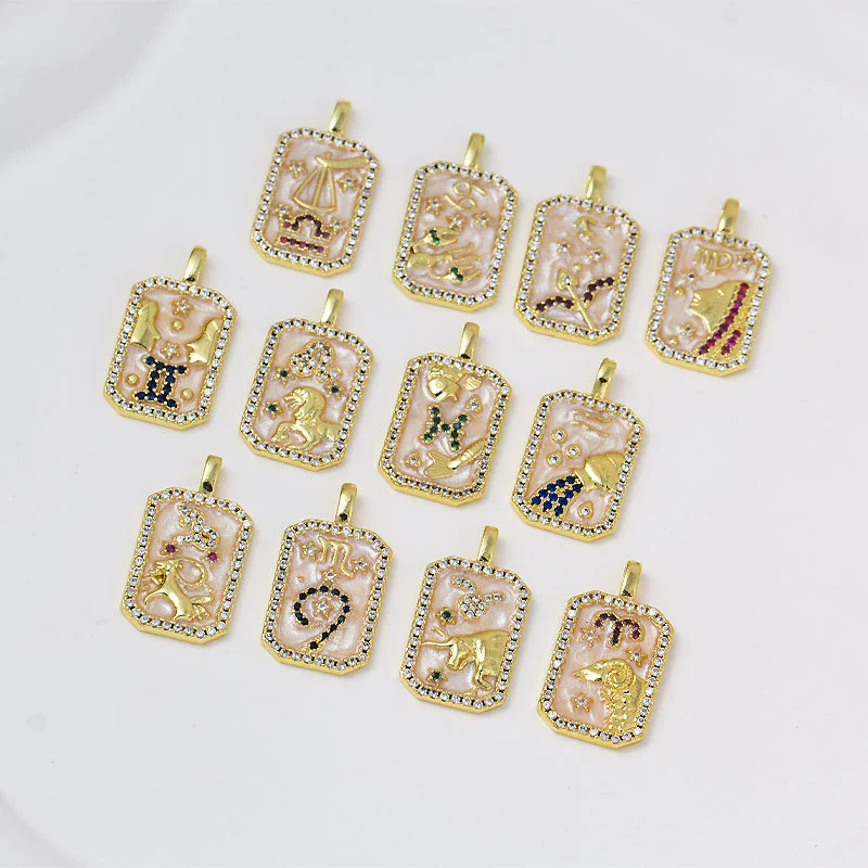 Wholesale Constellation Pendant Necklace Oildrip Copper O Word Chain Jewelry - Image 2